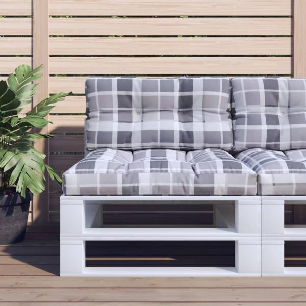 ARDEBO.de - Palettenkissen Grau Kariert 70x40x12 cm Stoff