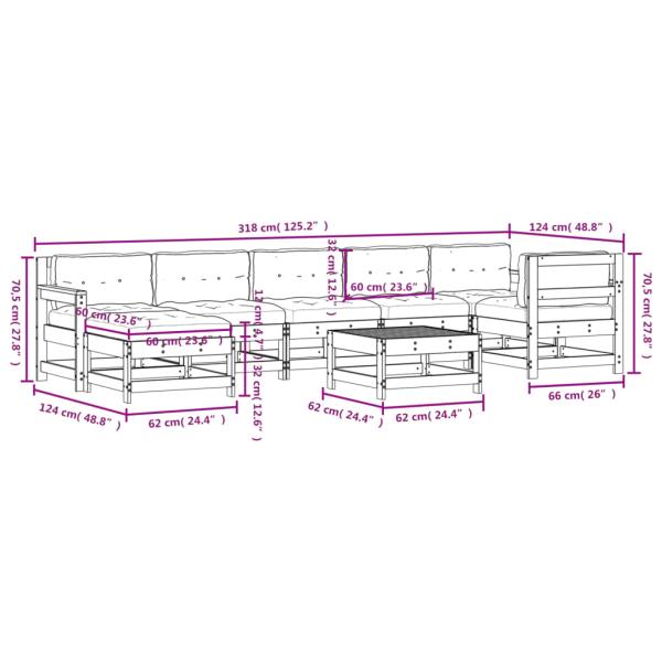 8-tlg. Garten-Lounge-Set mit Kissen Imprägniertes Kiefernholz