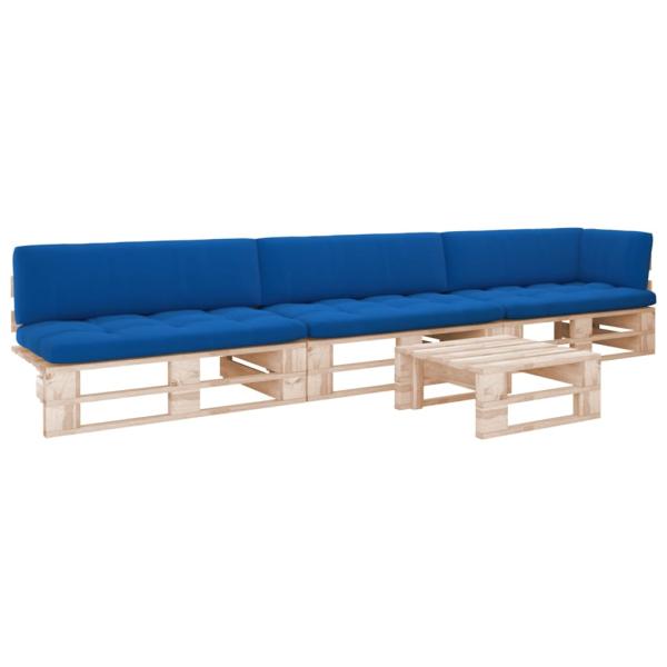 ARDEBO.de - 4-tlg. Paletten-Lounge-Set mit Kissen Imprägniertes Kiefernholz