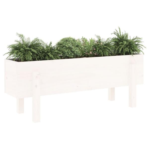 Hochbeet Weiß 101x30x38 cm Massivholz Kiefer
