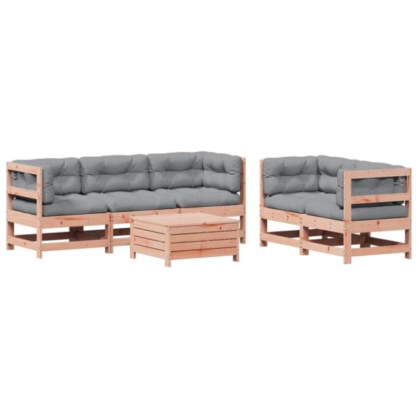 6-tlg. Garten-Lounge-Set mit Kissen Massivholz Douglasie