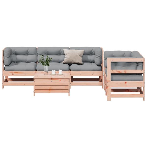 6-tlg. Garten-Lounge-Set mit Kissen Massivholz Douglasie