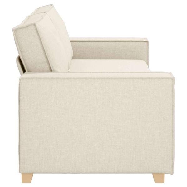 ARDEBO.de - Sofa Stuhl Leinen 59 cm Beige Stoff und Holz 3-Sitzer Sofa