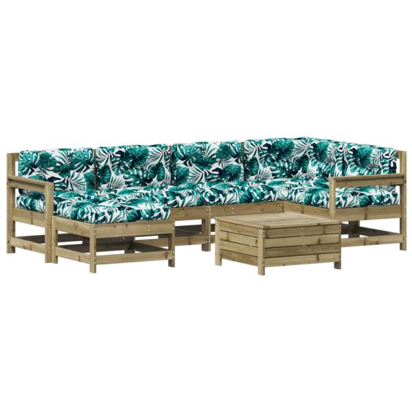 7-tlg. Garten-Lounge-Set mit Kissen Imprägniertes Kiefernholz