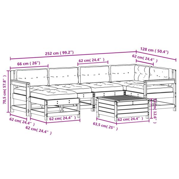 7-tlg. Garten-Lounge-Set mit Kissen Imprägniertes Kiefernholz