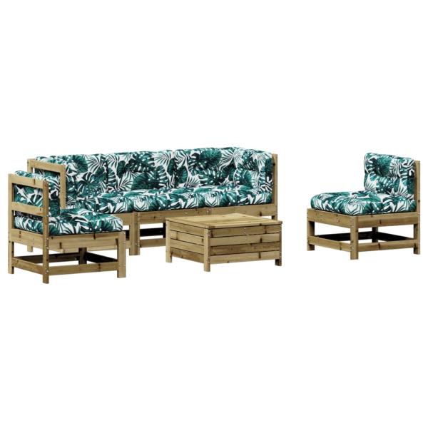 6-tlg. Garten-Lounge-Set mit Kissen Imprägniertes Kiefernholz