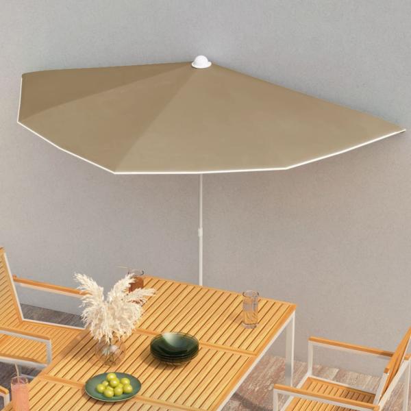 ARDEBO.de - Halb-Sonnenschirm mit Mast 180x90 cm Taupe