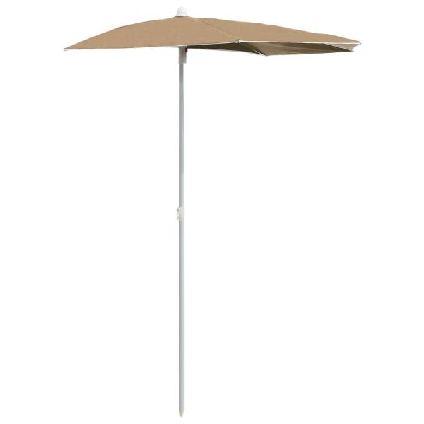 Halb-Sonnenschirm mit Mast 180x90 cm Taupe