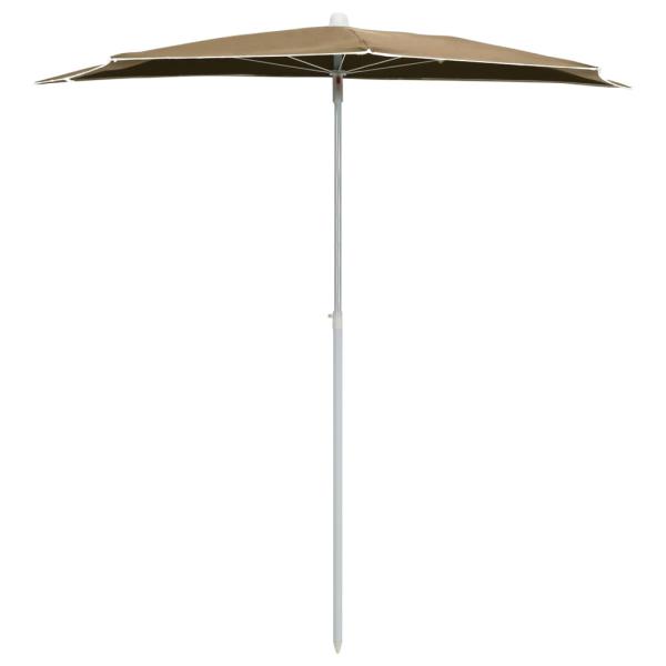 Halb-Sonnenschirm mit Mast 180x90 cm Taupe