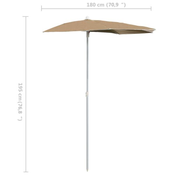 Halb-Sonnenschirm mit Mast 180x90 cm Taupe