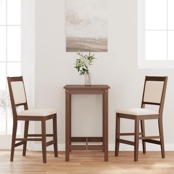 ARDEBO.de - Barhocker mit Kissen 2 Stk. Braun Massivholz Gummibaum