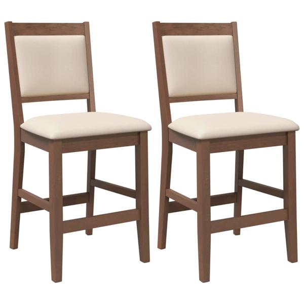 Barhocker mit Kissen 2 Stk. Braun Massivholz Gummibaum