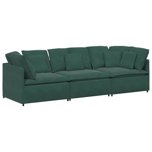Modulares Sofa mit Kissen Samt Dunkelgrün