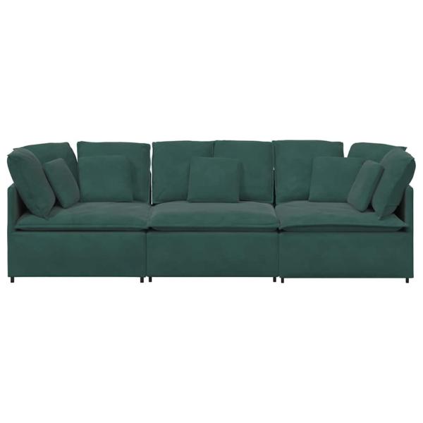 Modulares Sofa mit Kissen Samt Dunkelgrün