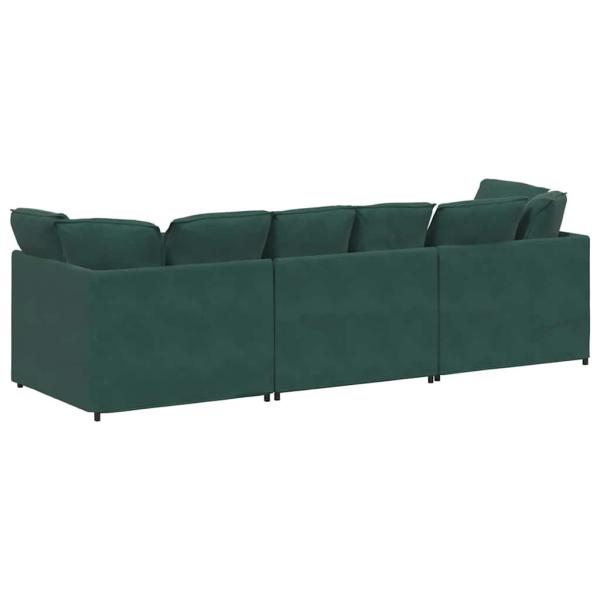 Modulares Sofa mit Kissen Samt Dunkelgrün