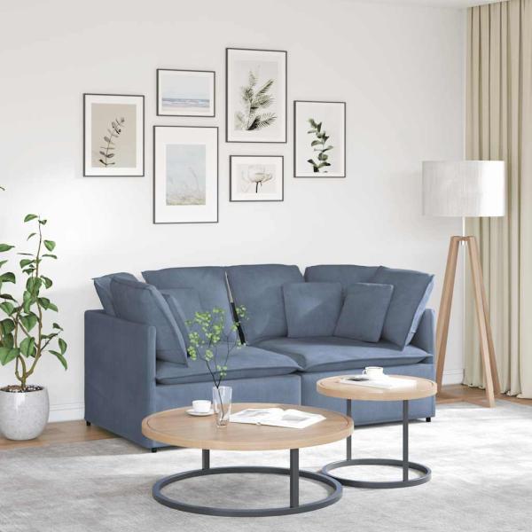 ARDEBO.de - Modulares Sofa mit Kissen Cordstoff Blau