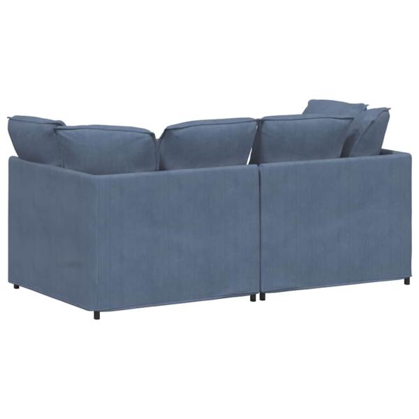 Modulares Sofa mit Kissen Cordstoff Blau