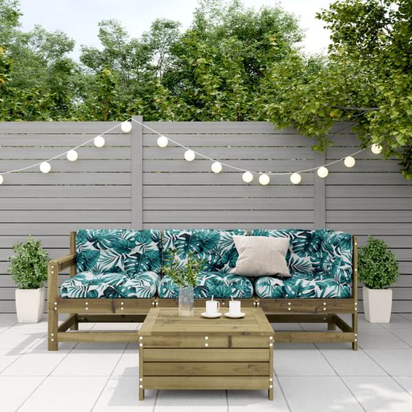 4-tlg. Garten-Lounge-Set mit Kissen Kiefernholz Imprägniert