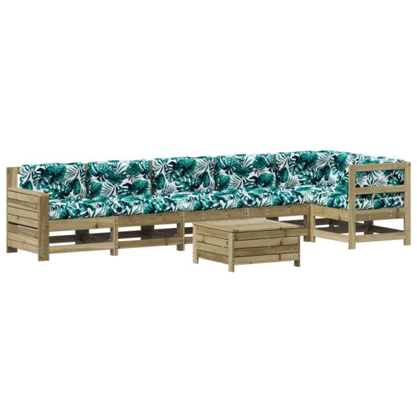 7-tlg. Garten-Lounge-Set mit Kissen Imprägniertes Kiefernholz