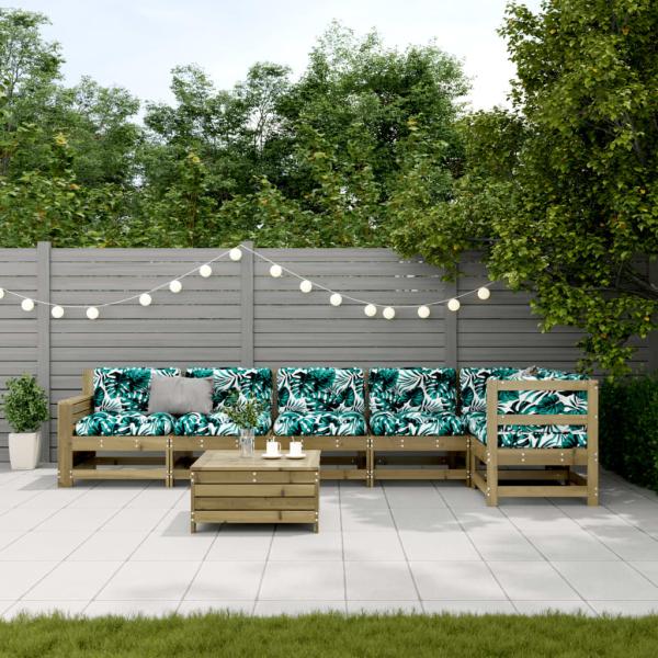 7-tlg. Garten-Lounge-Set mit Kissen Imprägniertes Kiefernholz