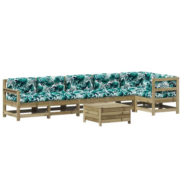 7-tlg. Garten-Lounge-Set mit Kissen Imprägniertes Kiefernholz
