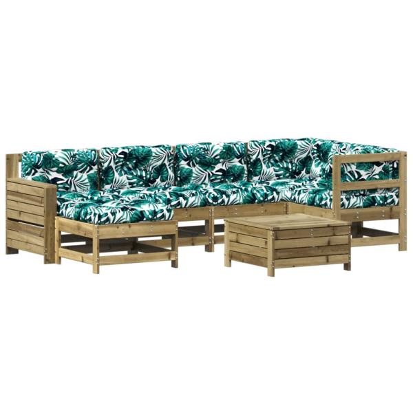 7-tlg. Garten-Lounge-Set mit Kissen Imprägniertes Kiefernholz