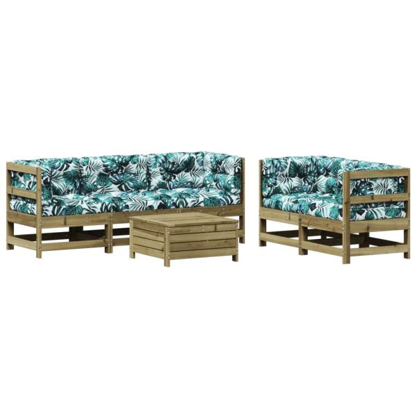 6-tlg. Garten-Lounge-Set mit Kissen Imprägniertes Kiefernholz