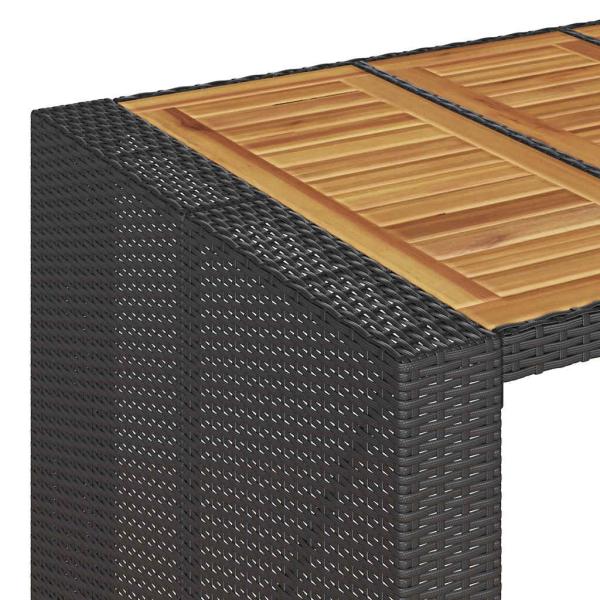 5-tlg. Gartenbar-Set ohne Kissen Schwarz Poly Rattan Akazie