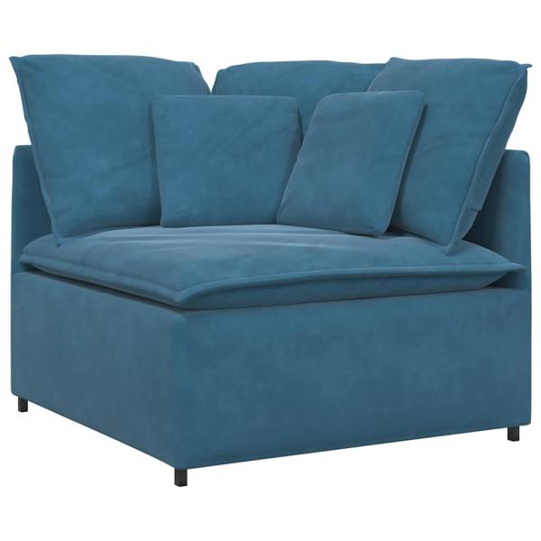 Modulares Sofa mit Fußhocker Kissen Samt Blau
