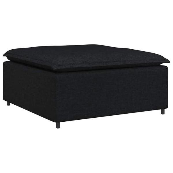 Modulares Sofa mit Fußhocker Kissen Stoff Schwarz