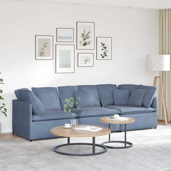 ARDEBO.de - Modulares Sofa mit Kissen Cordstoff Blau