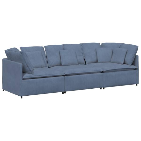 Modulares Sofa mit Kissen Cordstoff Blau