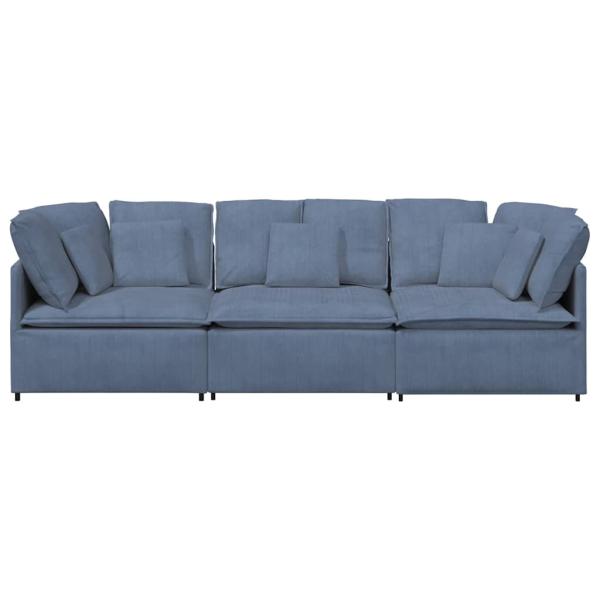 Modulares Sofa mit Kissen Cordstoff Blau
