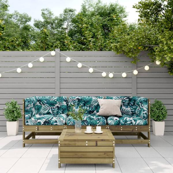 4-tlg. Garten-Lounge-Set mit Kissen Kiefernholz Imprägniert
