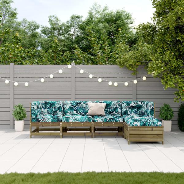 ARDEBO.de - 5-tlg. Garten-Lounge-Set mit Kissen Imprägniertes Kiefernholz