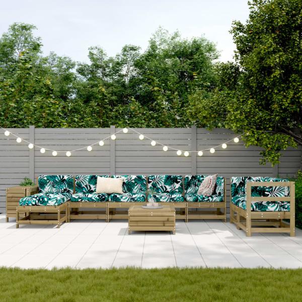 10-tlg. Garten-Sofagarnitur Kiefernholz Imprägniert