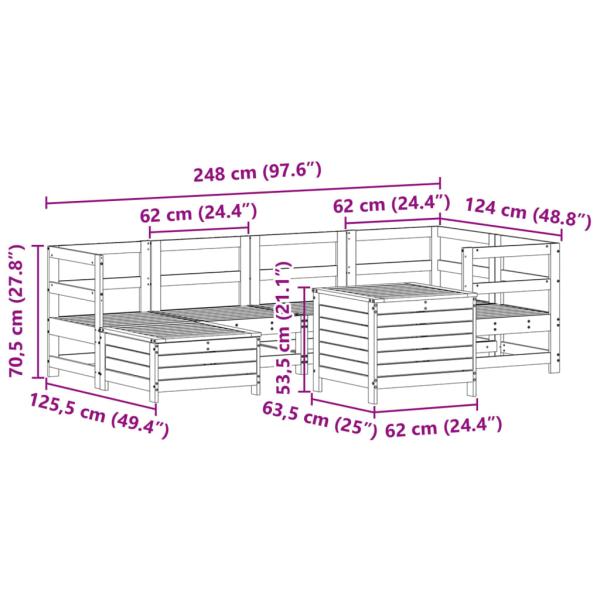 7-tlg. Garten-Sofagarnitur Kiefernholz Imprägniert