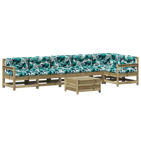 7-tlg. Garten-Lounge-Set mit Kissen Imprägniertes Kiefernholz