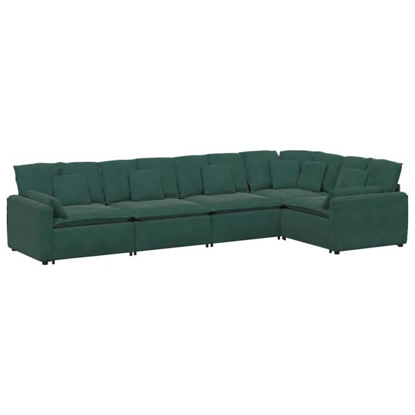 Modulares Sofa mit Kissen Samt Dunkelgrün