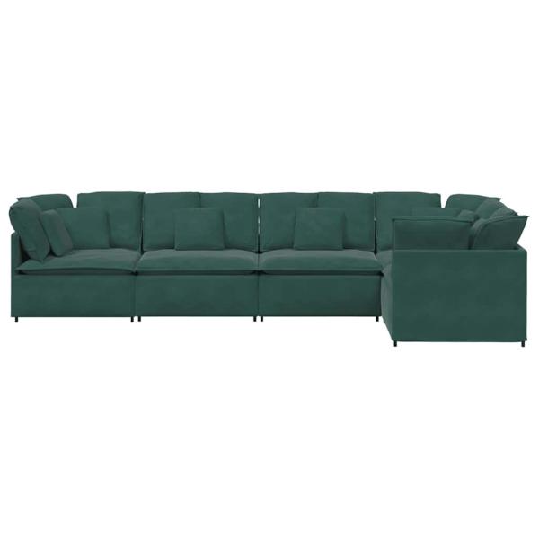 Modulares Sofa mit Kissen Samt Dunkelgrün