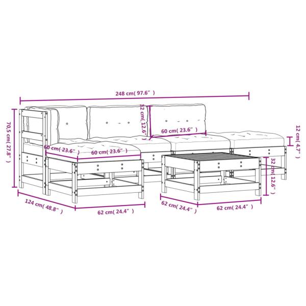 6-tlg. Garten-Lounge-Set mit Kissen Imprägniertes Kiefernholz