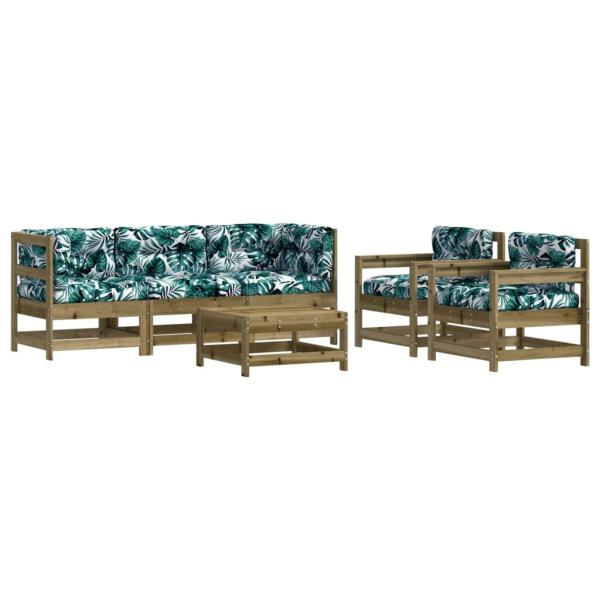 6-tlg. Garten-Lounge-Set mit Kissen Imprägniertes Kiefernholz