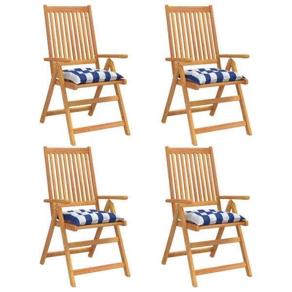 Stuhlkissen 4 Stk. Blau & Weiß Gestreift 40x40x7 cm Stoff