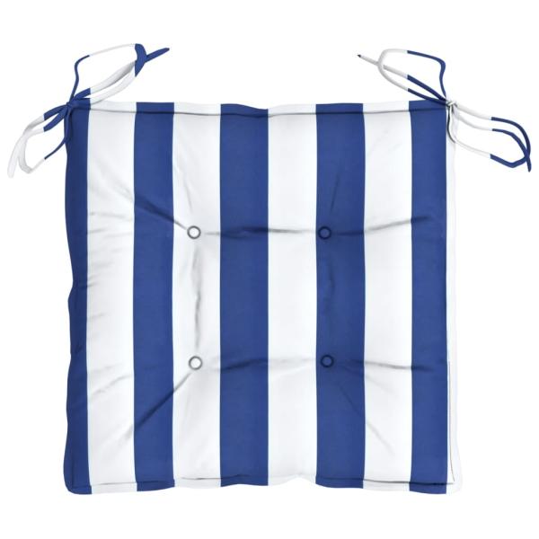 Stuhlkissen 4 Stk. Blau & Weiß Gestreift 40x40x7 cm Stoff