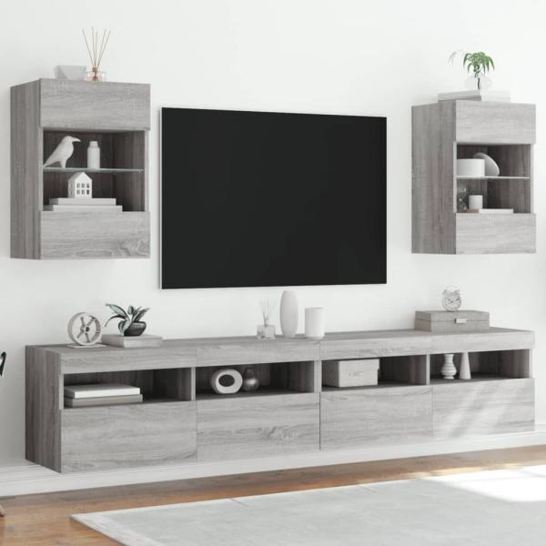 ARDEBO.de - TV-Wandschränke mit LED-Leuchten 2 Stk. Grau Sonoma