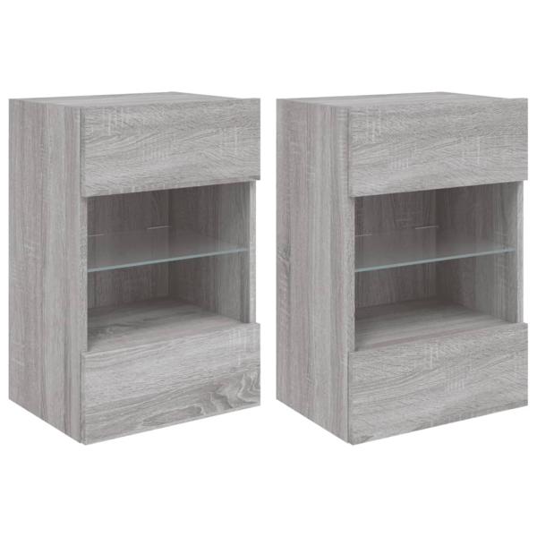 TV-Wandschränke mit LED-Leuchten 2 Stk. Grau Sonoma