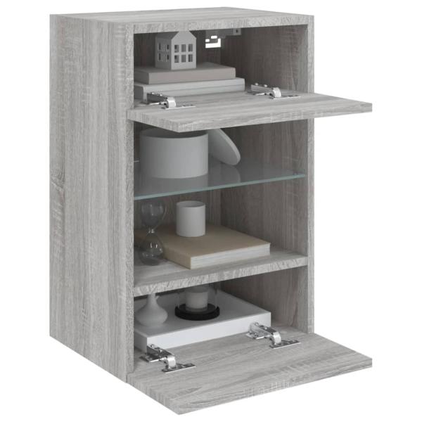TV-Wandschränke mit LED-Leuchten 2 Stk. Grau Sonoma