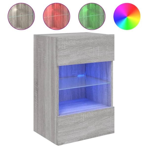 TV-Wandschränke mit LED-Leuchten 2 Stk. Grau Sonoma