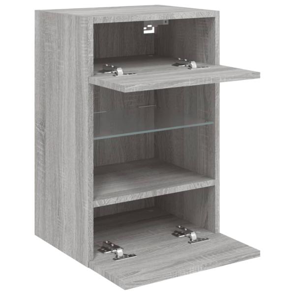 TV-Wandschränke mit LED-Leuchten 2 Stk. Grau Sonoma