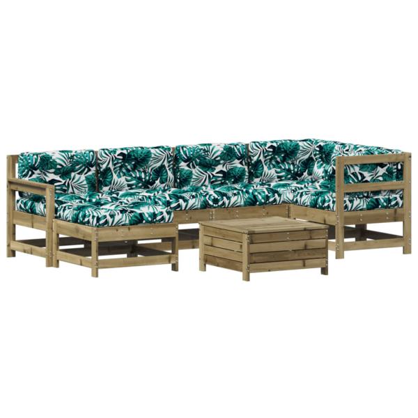 7-tlg. Garten-Lounge-Set mit Kissen Imprägniertes Kiefernholz